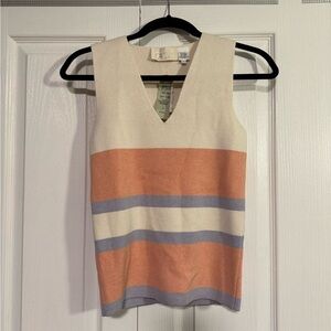 Vintage NWT CACHE silk short sleeve striped top